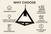 Triangle Retro Loft Pendant Light – Vintage Industrial Ceiling Lamp – E27 Base